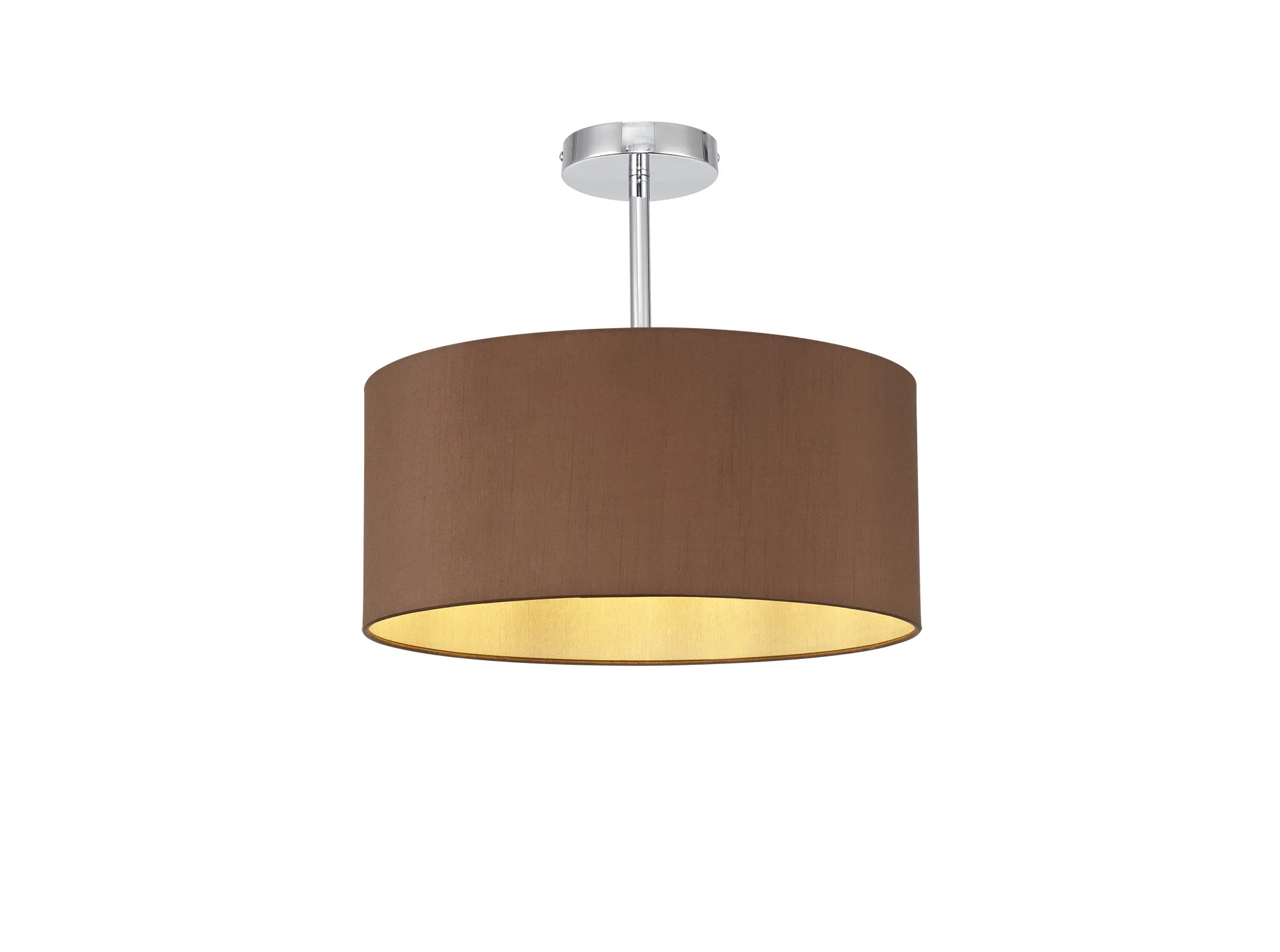 DK0090  Baymont 40cm Semi Flush 1 Light Polished Chrome, Raw Cocoa/Grecian Bronze